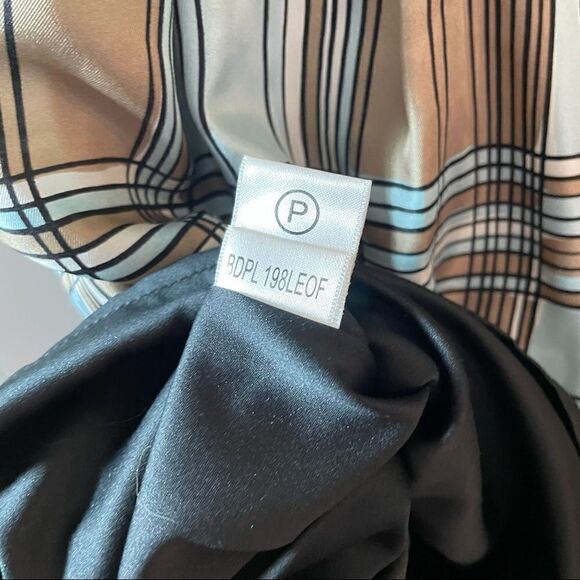 BCBG MaxAzaria black and plaid silk dress spaghetti straps fully lined - Picture 11 of 17